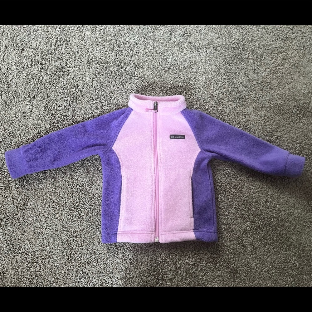 Pink and purple Columbia fleece jacket (12-18mos).